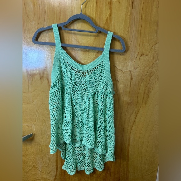 Mint Green Crochet Tank Top - Picture 1 of 4